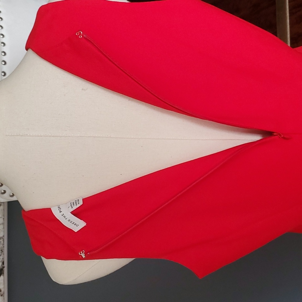Dress the  L population catalina Rouge fit and flare red vneckline dress size L - Picture 7 of 17